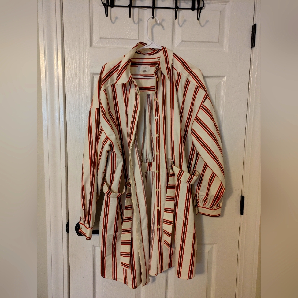 New Button Up Ted Baker Striped Dress